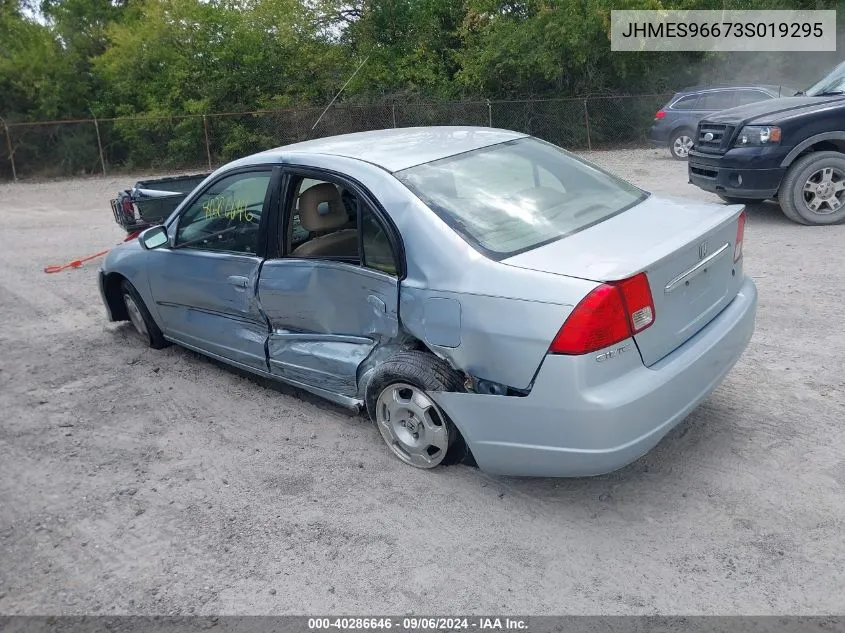 2003 Honda Civic Hybrid VIN: JHMES96673S019295 Lot: 40286646