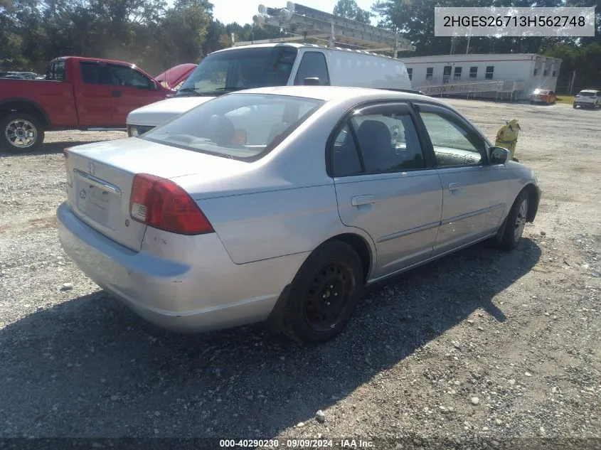 2003 Honda Civic Ex VIN: 2HGES26713H562748 Lot: 40290230