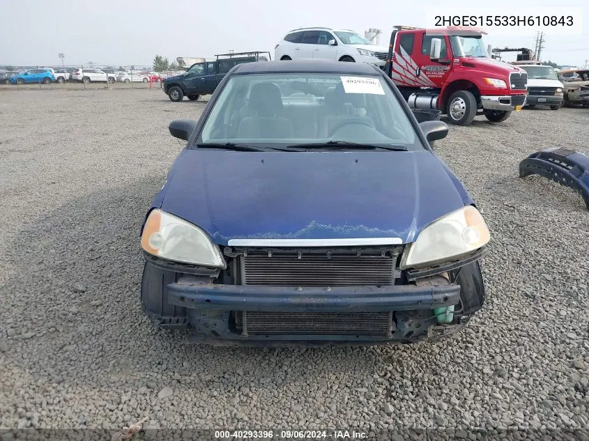 2HGES15533H610843 2003 Honda Civic Lx