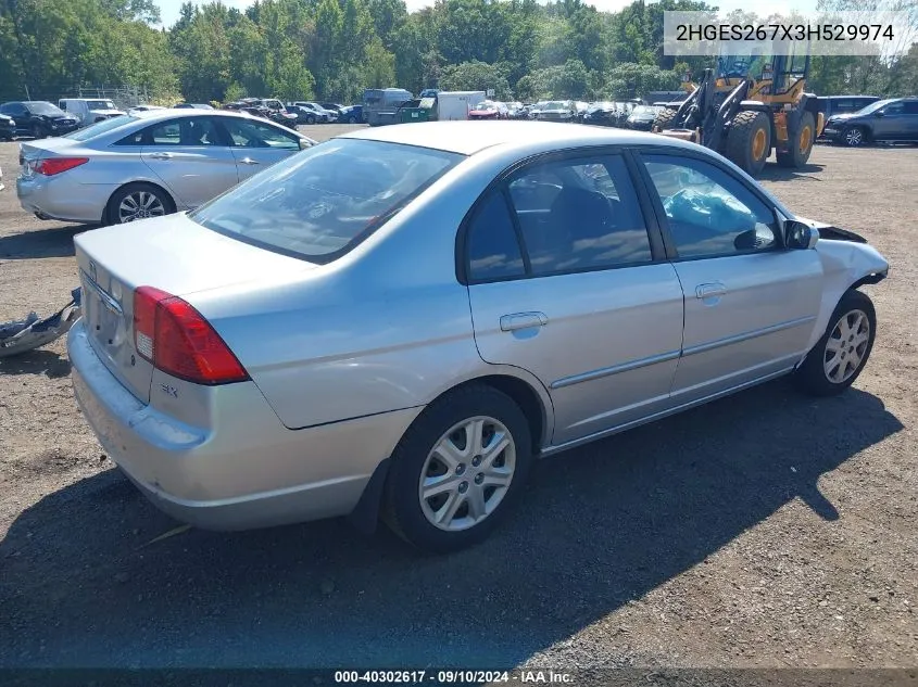 2003 Honda Civic Ex VIN: 2HGES267X3H529974 Lot: 40302617