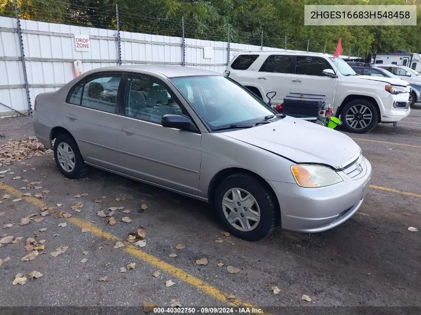 2003 Honda Civic Lx VIN: 2HGES16683H548458 Lot: 40302750