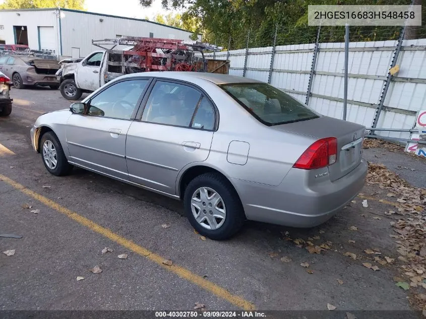 2003 Honda Civic Lx VIN: 2HGES16683H548458 Lot: 40302750