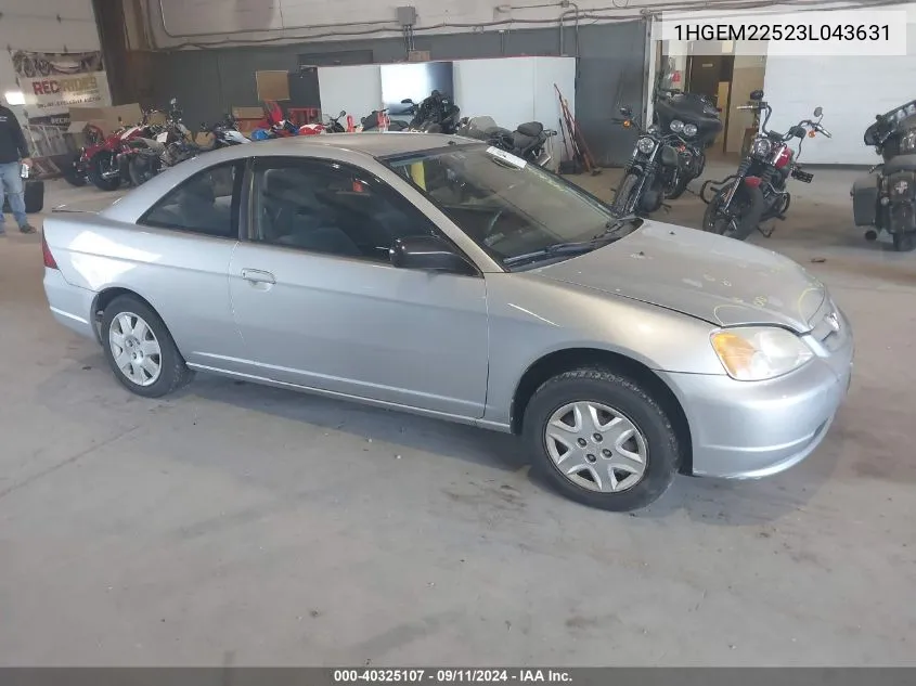 2003 Honda Civic Lx VIN: 1HGEM22523L043631 Lot: 40325107