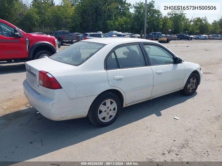 2003 Honda Civic Lx VIN: 2HGES16573H500506 Lot: 40326320