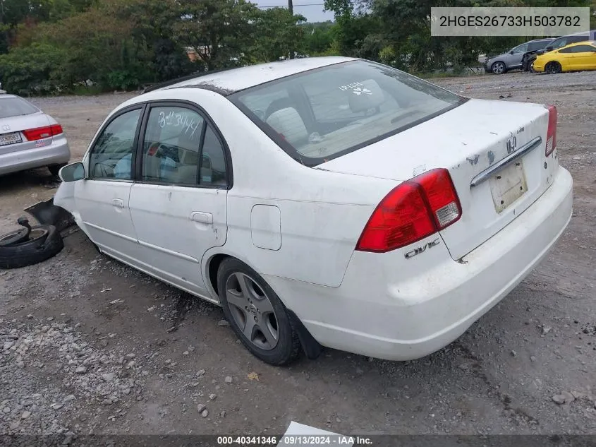 2003 Honda Civic Ex VIN: 2HGES26733H503782 Lot: 40341346