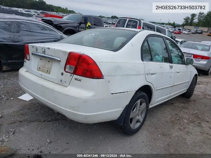 2003 Honda Civic Ex VIN: 2HGES26733H503782 Lot: 40341346