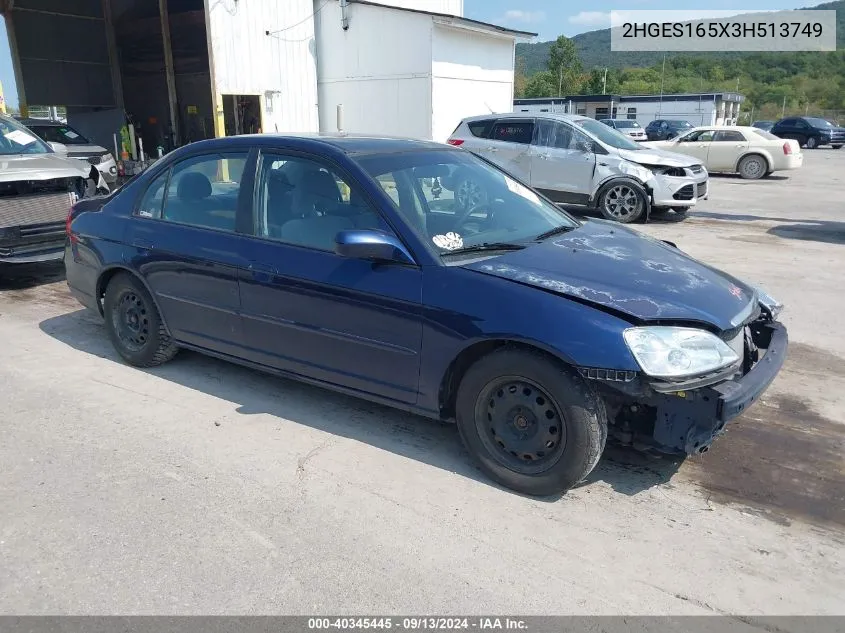 2HGES165X3H513749 2003 Honda Civic Lx