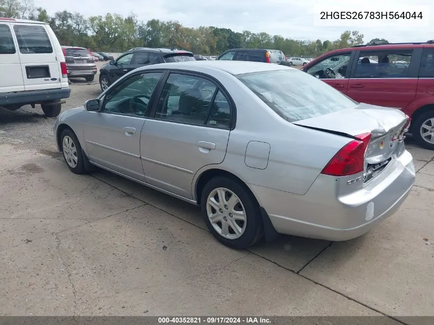 2003 Honda Civic Ex VIN: 2HGES26783H564044 Lot: 40352821