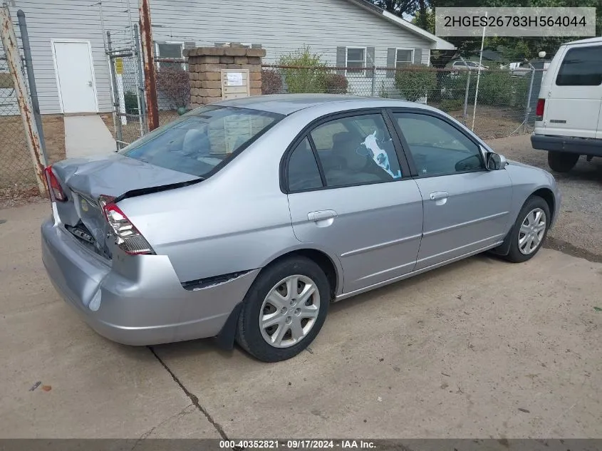 2003 Honda Civic Ex VIN: 2HGES26783H564044 Lot: 40352821