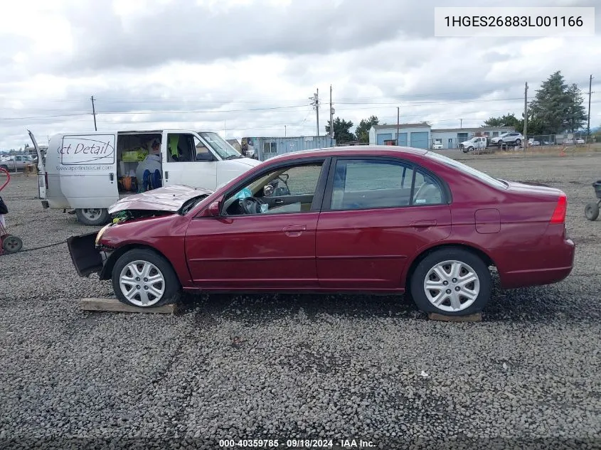 2003 Honda Civic Ex VIN: 1HGES26883L001166 Lot: 40359785