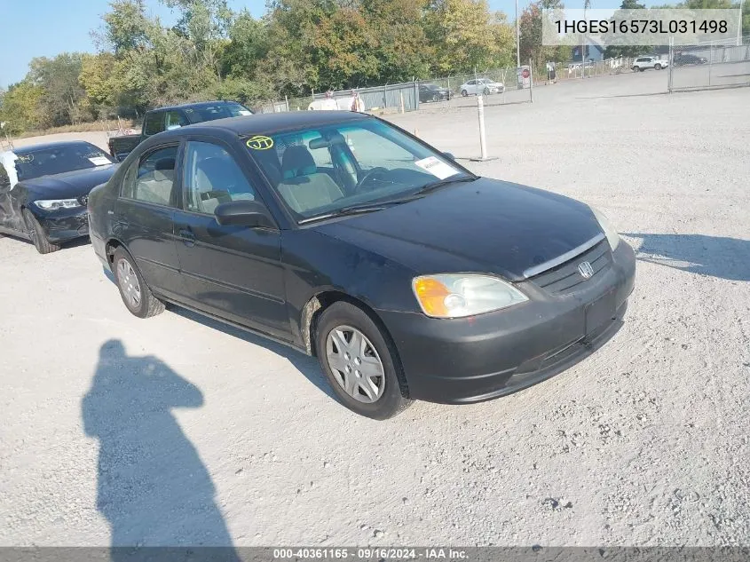 2003 Honda Civic Lx VIN: 1HGES16573L031498 Lot: 40361165