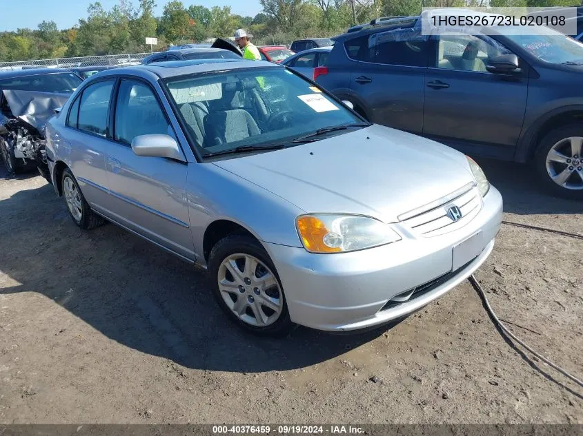 2003 Honda Civic Ex VIN: 1HGES26723L020108 Lot: 40376459