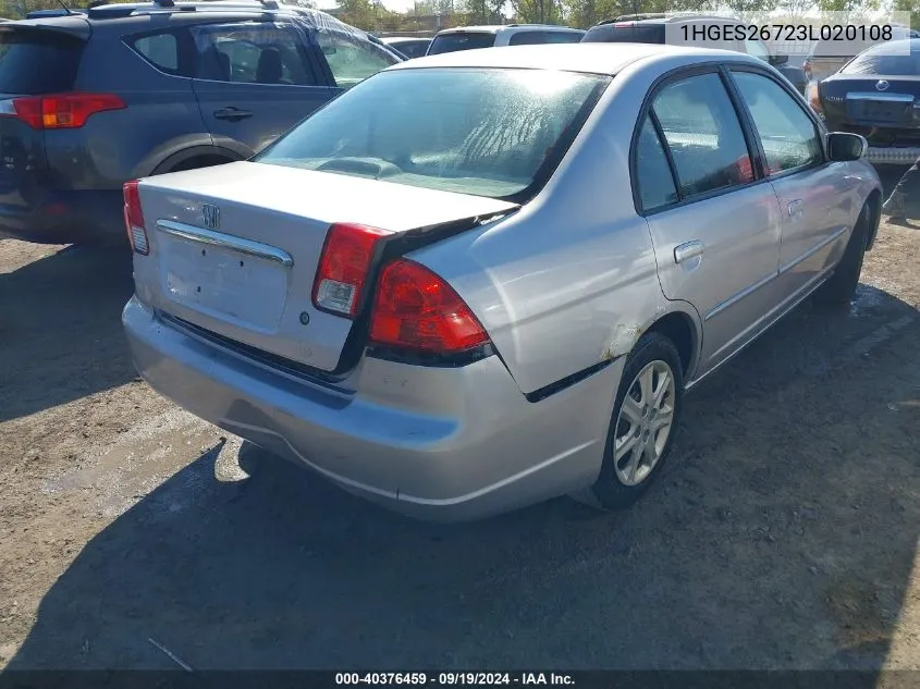 1HGES26723L020108 2003 Honda Civic Ex