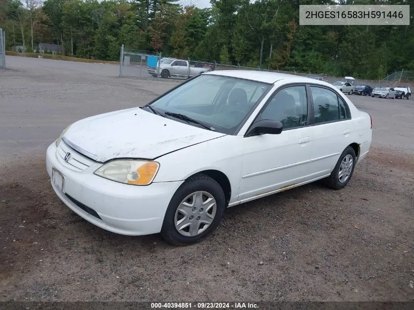 2003 Honda Civic Lx VIN: 2HGES16583H591446 Lot: 40394851