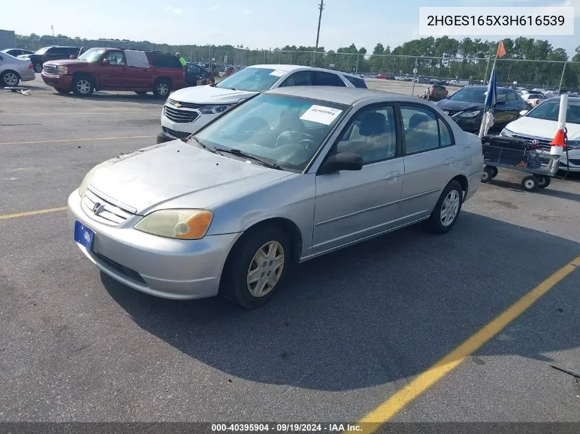 2003 Honda Civic Lx VIN: 2HGES165X3H616539 Lot: 40395904