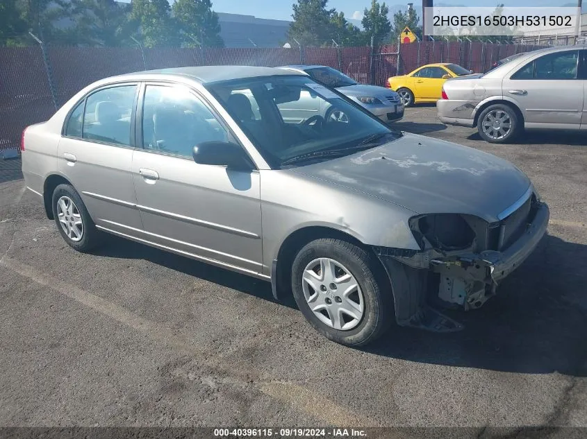 2HGES16503H531502 2003 Honda Civic Lx