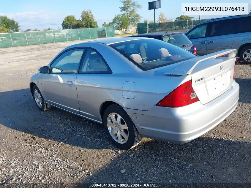 2003 Honda Civic Ex VIN: 1HGEM22993L076418 Lot: 40413702