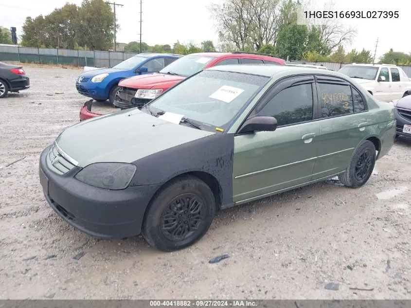 2003 Honda Civic Lx VIN: 1HGES16693L027395 Lot: 40418882