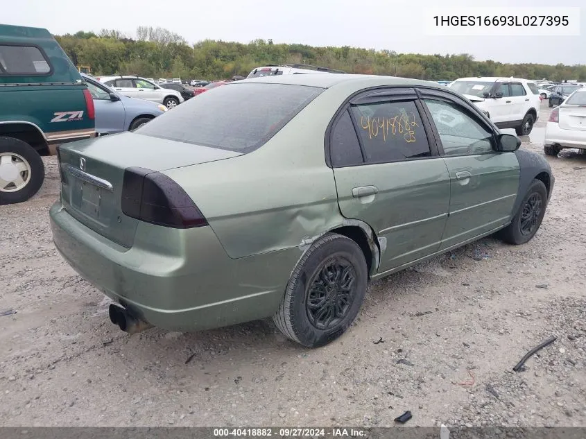 1HGES16693L027395 2003 Honda Civic Lx