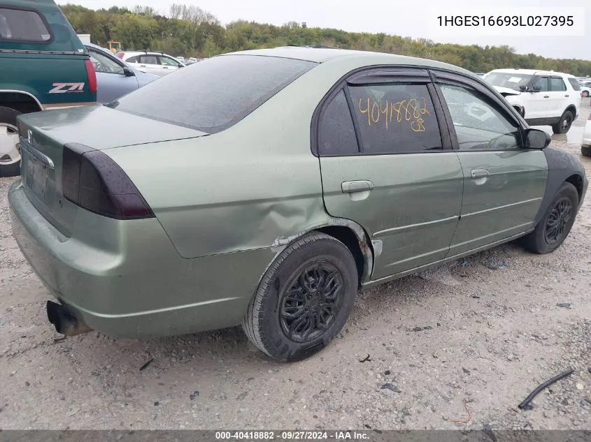 1HGES16693L027395 2003 Honda Civic Lx