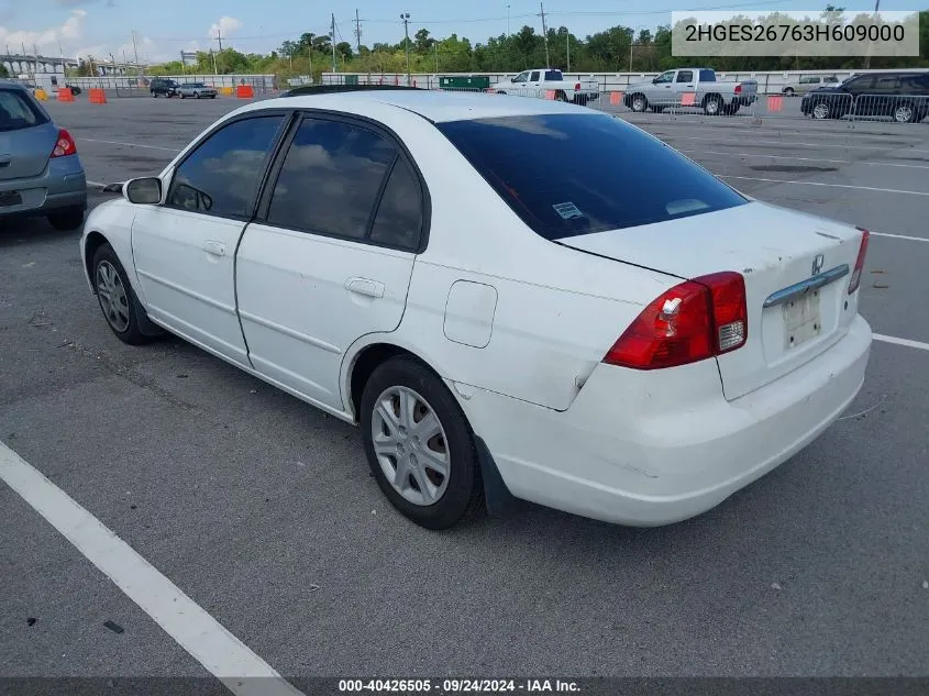 2003 Honda Civic Ex VIN: 2HGES26763H609000 Lot: 40426505