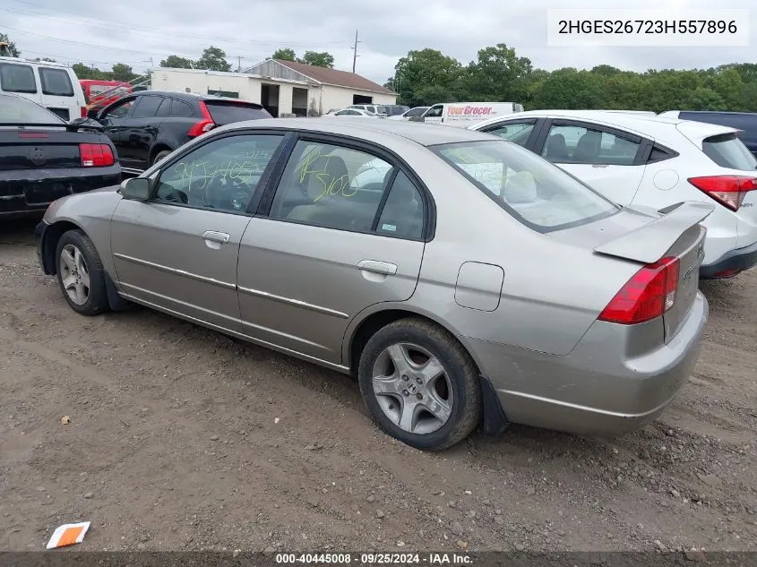 2003 Honda Civic Ex VIN: 2HGES26723H557896 Lot: 40445008