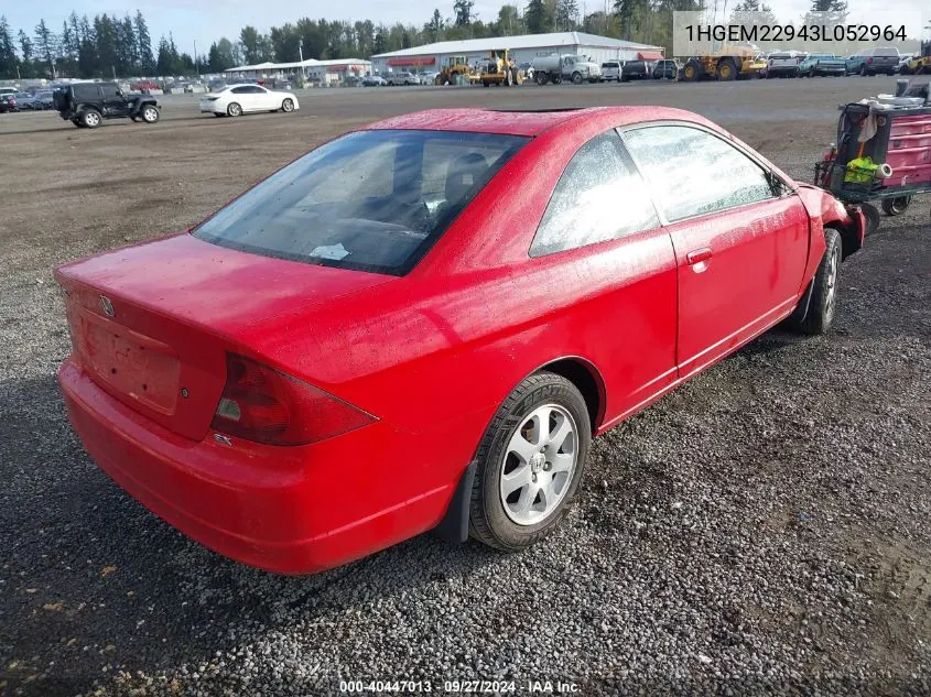 2003 Honda Civic Ex VIN: 1HGEM22943L052964 Lot: 40447013