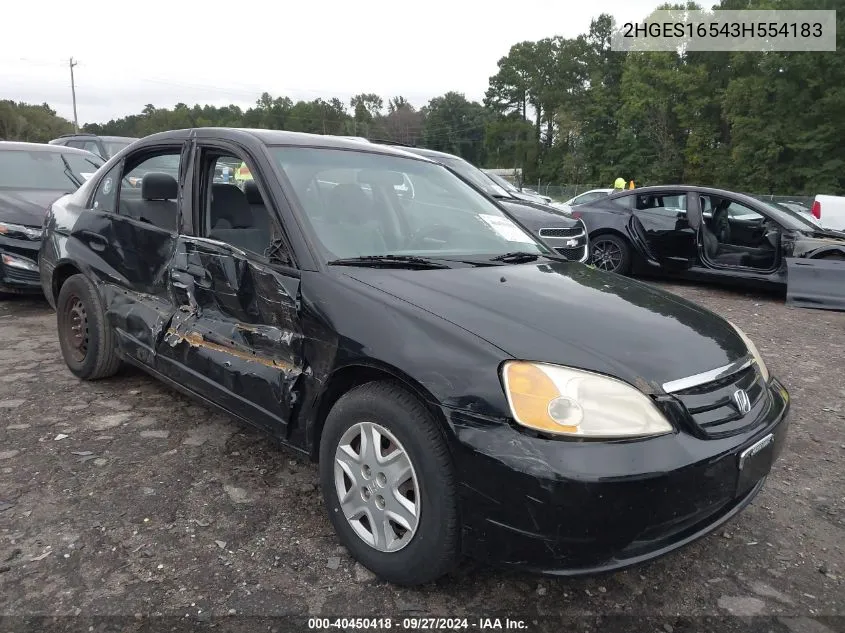 2003 Honda Civic Lx VIN: 2HGES16543H554183 Lot: 40450418