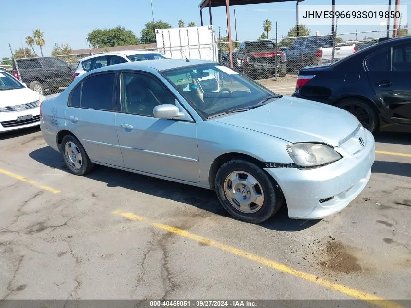 2003 Honda Civic Hybrid VIN: JHMES96693S019850 Lot: 40459051