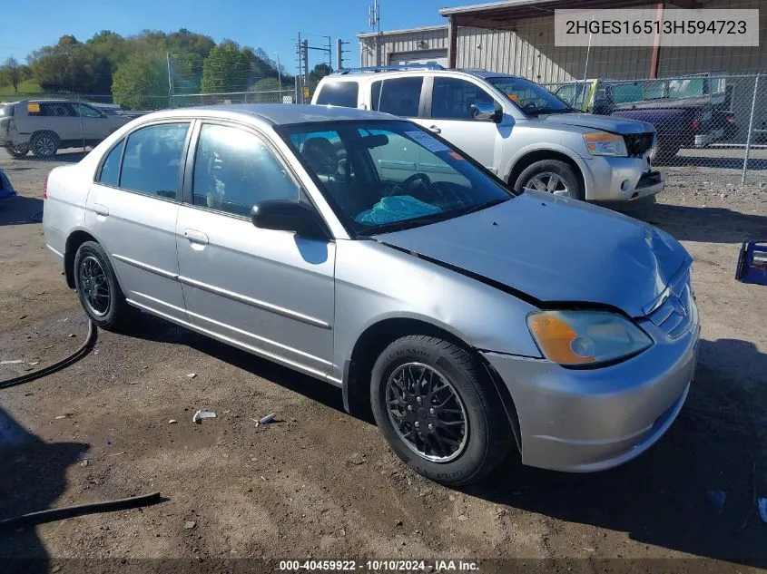 2003 Honda Civic Lx VIN: 2HGES16513H594723 Lot: 40459922