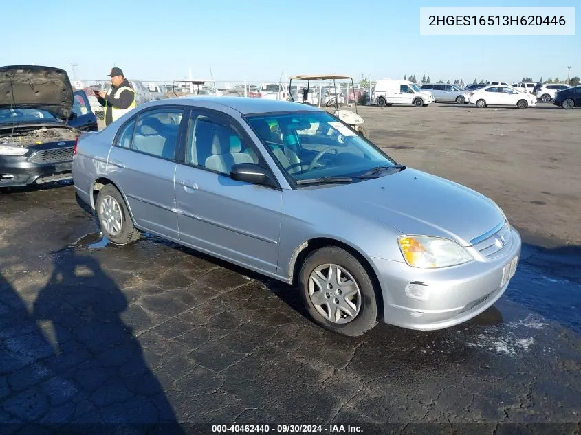 2003 Honda Civic Lx VIN: 2HGES16513H620446 Lot: 40462440