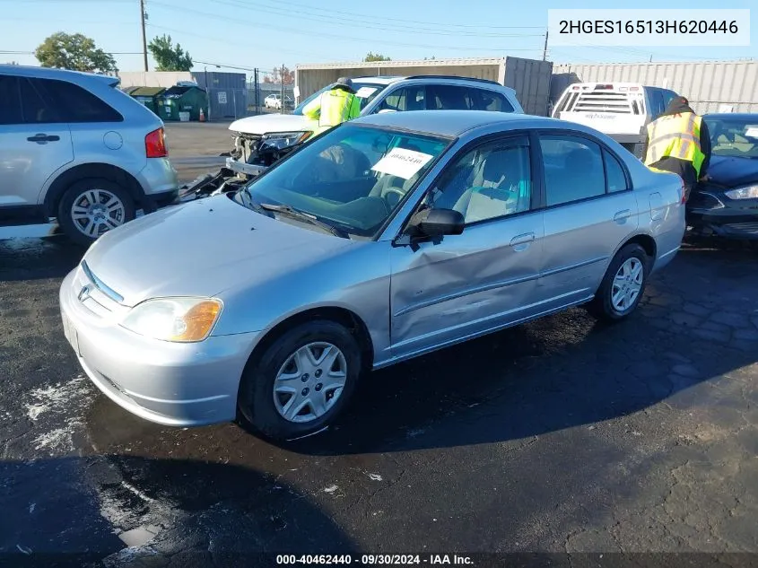 2003 Honda Civic Lx VIN: 2HGES16513H620446 Lot: 40462440