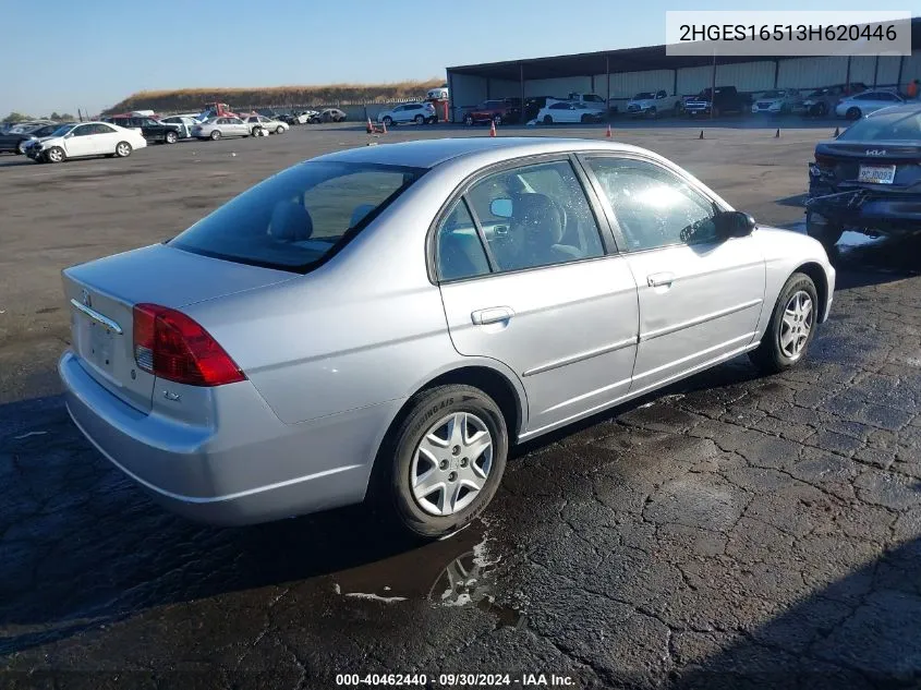 2003 Honda Civic Lx VIN: 2HGES16513H620446 Lot: 40462440