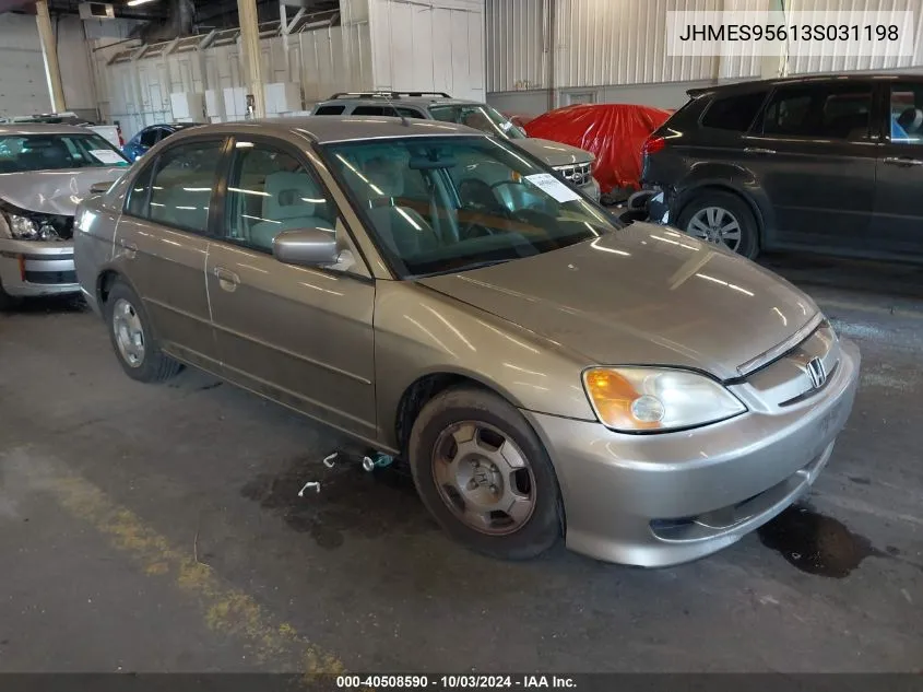 2003 Honda Civic Hybrid VIN: JHMES95613S031198 Lot: 40508590