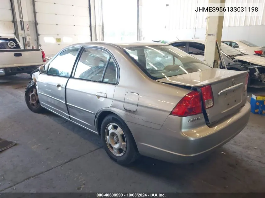 2003 Honda Civic Hybrid VIN: JHMES95613S031198 Lot: 40508590