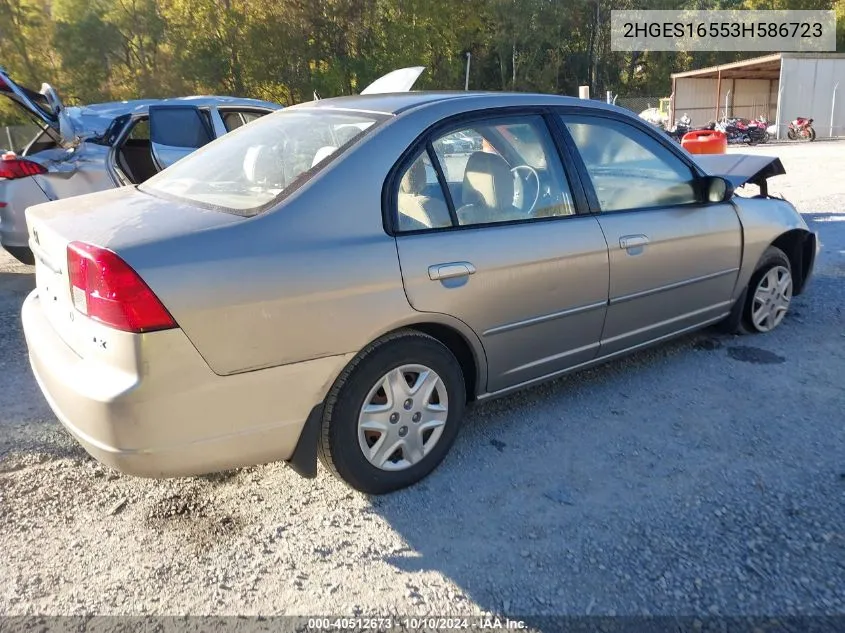 2003 Honda Civic Lx VIN: 2HGES16553H586723 Lot: 40512673