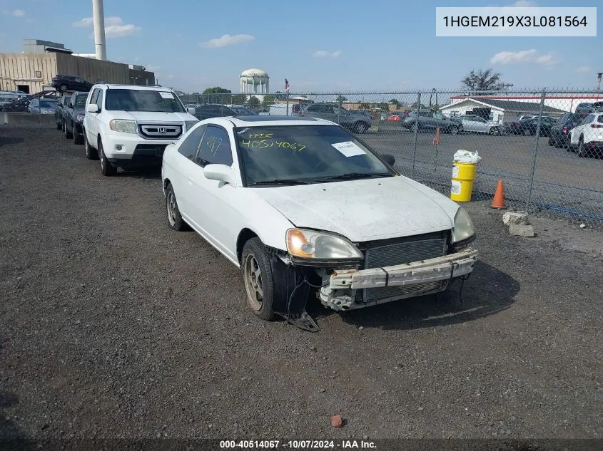 2003 Honda Civic Ex VIN: 1HGEM219X3L081564 Lot: 40514067