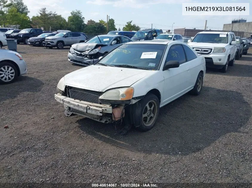 2003 Honda Civic Ex VIN: 1HGEM219X3L081564 Lot: 40514067