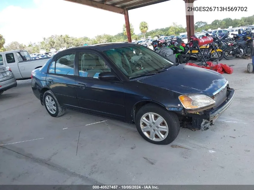 2003 Honda Civic Ex VIN: 2HGES26713H569702 Lot: 40527457