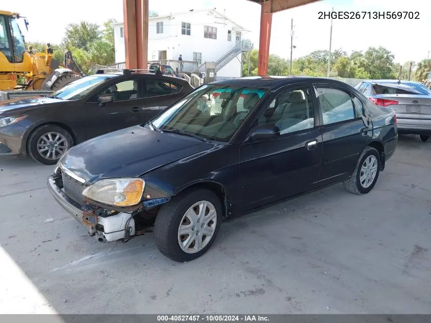 2003 Honda Civic Ex VIN: 2HGES26713H569702 Lot: 40527457