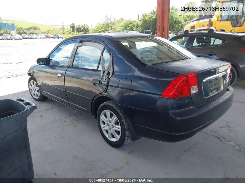 2003 Honda Civic Ex VIN: 2HGES26713H569702 Lot: 40527457