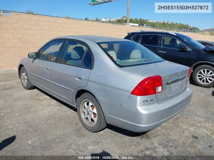 2003 Honda Civic Lx VIN: 2HGES15503H527872 Lot: 40561016