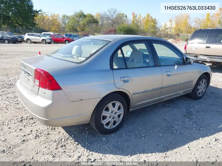 2003 Honda Civic Ex VIN: 1HGES26763L033430 Lot: 40562307