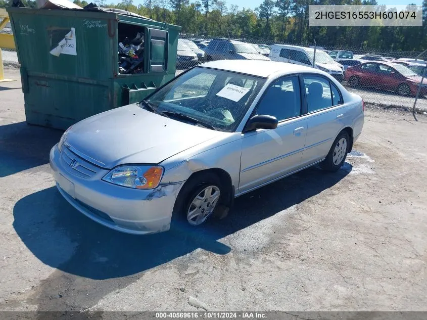 2003 Honda Civic Lx VIN: 2HGES16553H601074 Lot: 40569616