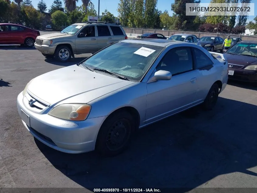 2003 Honda Civic Ex VIN: 1HGEM22933L072672 Lot: 40595970