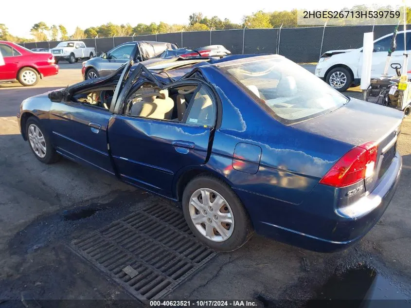 2003 Honda Civic Ex VIN: 2HGES26713H539759 Lot: 40623521