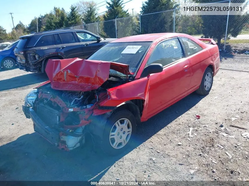 2003 Honda Civic Lx VIN: 1HGEM22573L059131 Lot: 40638541