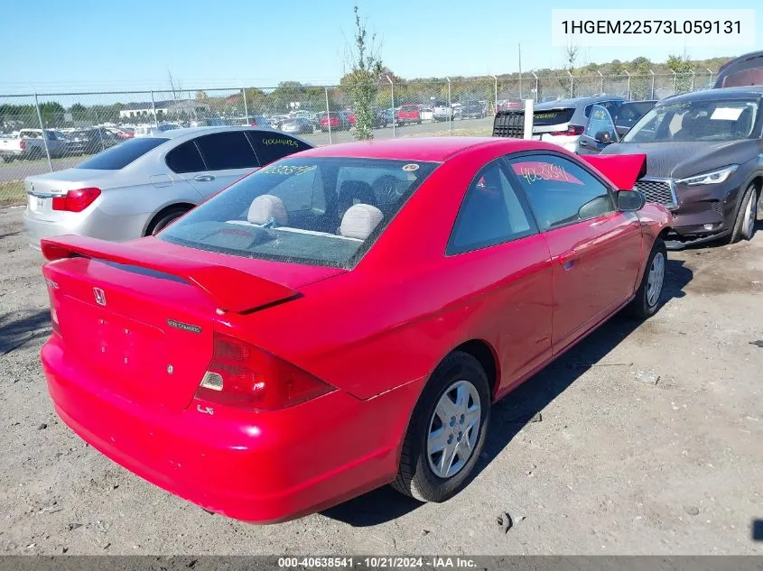 2003 Honda Civic Lx VIN: 1HGEM22573L059131 Lot: 40638541