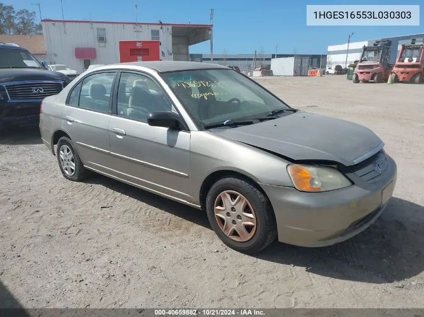 2003 Honda Civic Lx VIN: 1HGES16553L030303 Lot: 40659882