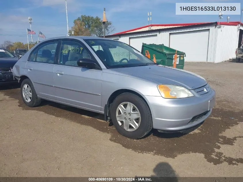 2003 Honda Civic Lx VIN: 1HGES16533L013130 Lot: 40690109